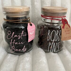 Rae Dunn Black Hair Bands and Brown Bobby Pins Set